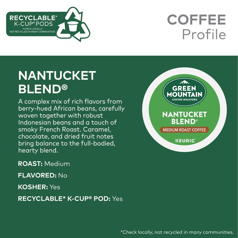 Green Mountain Coffee Roasters Nantucket Blend, Single-Serve Keurig K-Cup Pods,