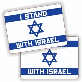 Unbranded/Generic I STAND WITH ISRAEL 2"x3" Vinyl Stickers / Israeli Flag Decals Jewish (PAIR)