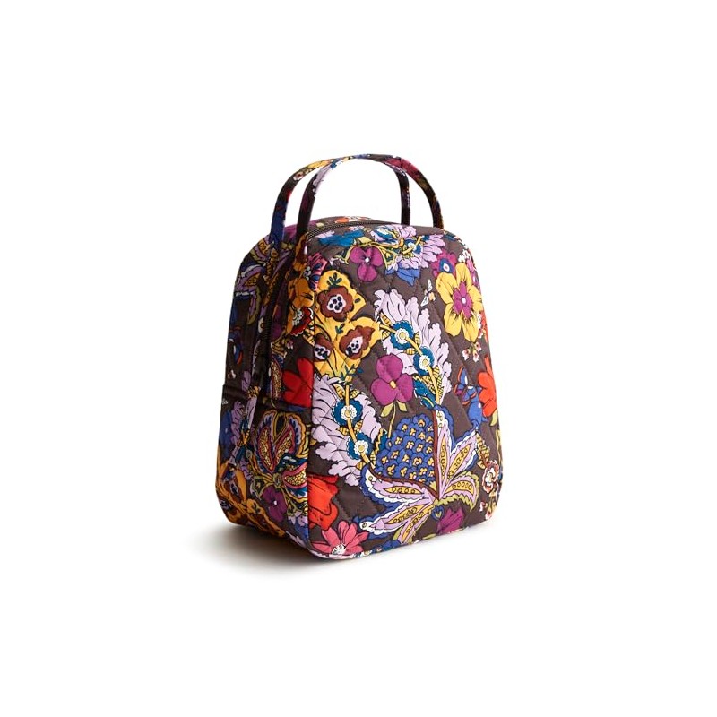 Vera Bradley Women's Premium Cotton Lunch Bag, Colorful Bouquet, One