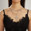 Glowjoy Crystal Cross Pearl Halskette, Statement-Halskette mit gotischem Kreuz und