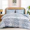 WONGS BEDDING Boho Comforter Set Queen Size, Blue Damask Comforter
