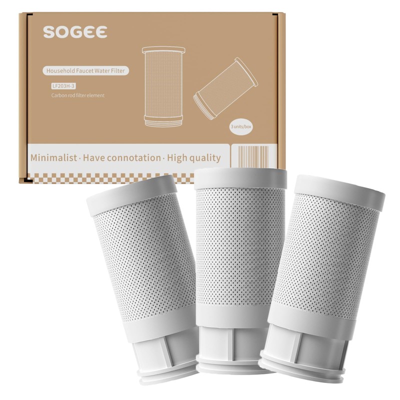3-Pack Replacement Faucet Water Filters,NSF42 Certification Removes Chlorine,Odors & Heavy