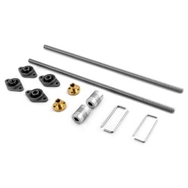 QWORK® 2 Sets 300 mm 8 mm T8 Threaded Rod Lead Screw for 3D Printer, Guide Screw, Copper Nut, Coupling, Pillow Block Ball Bearing, Hex Key