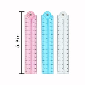 3 Pcs Folding Ruler Clear Ruler Soft Ruler for School Teacher Office Learning Supplies(Blue Red Transparent)