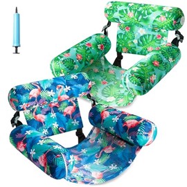 FindUWill Inflatable Pool Floats Adult, 2 Pack Pool Float Chair Heavy Duty Floating Lounge Chairs, Pool Floaties for Summer Party, Blow up Rafts for Pool Beach Lake