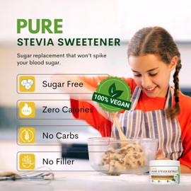 Amata Pure Stevia MV30% - Sugar Sweetener - Stevia Sugar Substitute - No Erythritol - Great For Tea, Coffee, Baking - Zero Calorie - Keto - Sugar Free, Non GMO, Vegan - 2500 Servings 100g