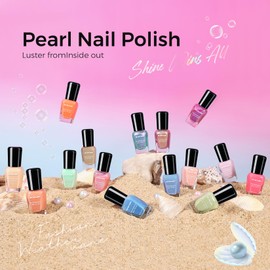 Morovan Pearl Nail Polish Set: Glitter Mermaid Iridescent Polish 2025 Mini Shimmer Pink Green Blue Nude Coral Cream Summer Manicurist nail polish for Women Girls Gift