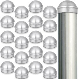 20 Pcs 2-3/8" Chain Link Fence Post Cap Round Dome External Post Caps Aluminum Chain Link Only Use for Outside Diameter Outdoor Fence Parts, Silver