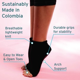 Tucketts Anklet Toeless Non-Slip Grip Socks - Anti Skid Yoga, Barre, Pilates, Home & Leisure, Pedicure - L/XL - 1 pair Twilight Sky Large