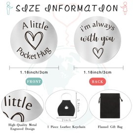Sureio Pocket Hug Token Gifts for Men Boyfriend Girlfriend Inspirational Gift for Son Daughter Brother with Leather Keychain(I'm Always with You)