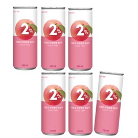 LOTTE 2% Soft Drink Peach/Plum Variety (240ml/Pack) (Peach, 6 Cans)