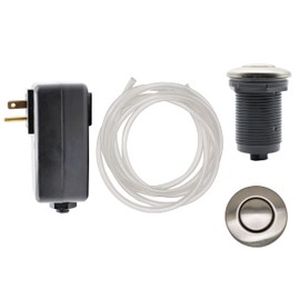 JB Products Disposal Air Switch Kit for Garbage Disposal Hands-Free On/Off Control UL Approved Includes 6' Air Tube 1-3/8" Air Button Safe & Convenient for Kitchen No Wiring Needed (Brushed Nickel)