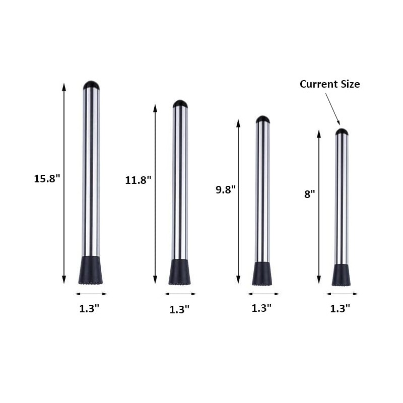2 Pcs 8 Inch Stainless Steel Muddler for Cocktail, Cocktail