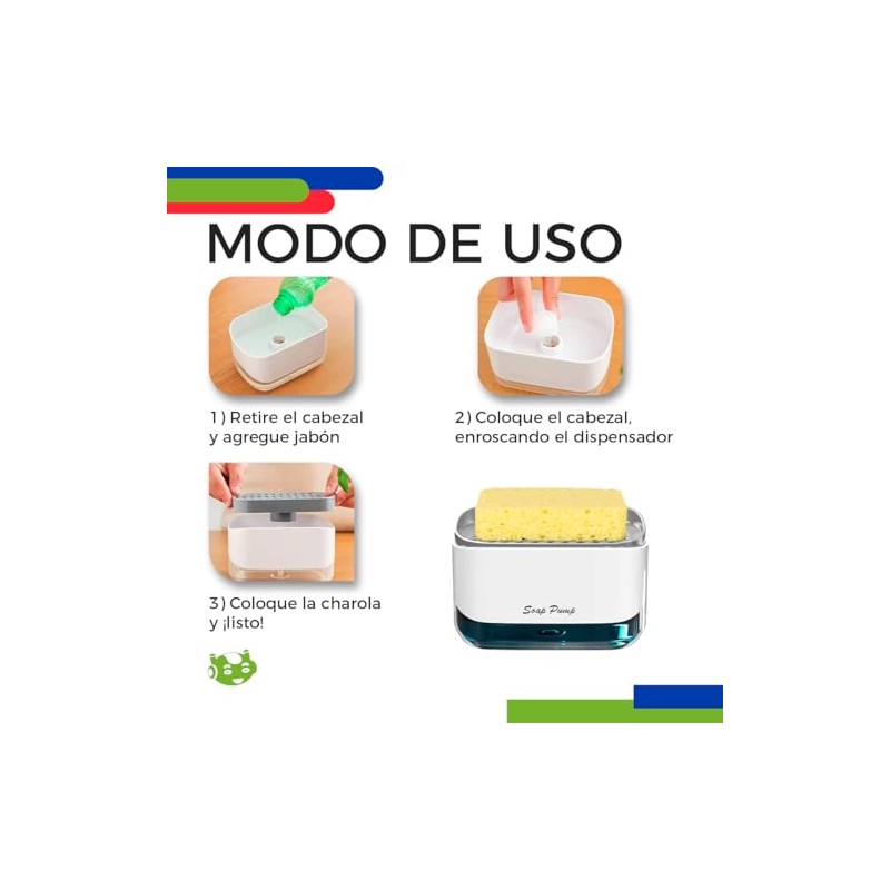 SC ACCESORIOS Dispensador De Jabón para Platos 2 En 1