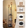 GOEBLESON Floor Lamp with Shelves, Boho Floor Lamp with Foot