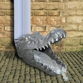 Crocodile 3D Statue, Home Decorative Water Feature Ornament, Outdoor Yard Garden Decorative StatueColor: Gray, Size: M