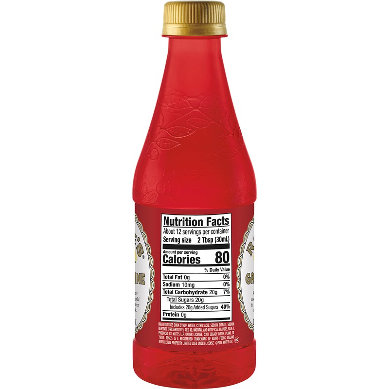 Rose's Grenadine, 12 fl oz bottle, Made with Pomegranate Flavor,