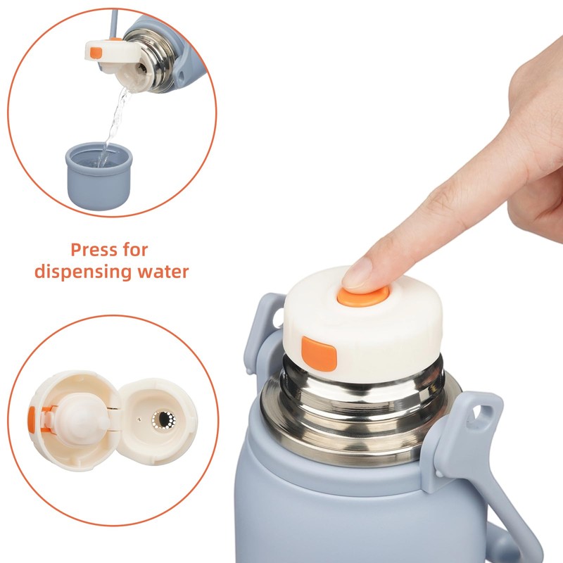 Insulated Water Bottle with Handle and Strap,Vacuum Travel Tumbler with