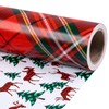 RUSPEPA Christmas Reversible Wrapping Paper Roll, Mini Roll, Classic Red