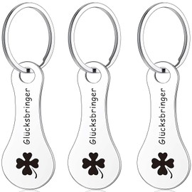 Ezranova Set of 3 Stainless Steel Shopping Trolley Remover - Key Ring with Removable Chip Function, Silver Trolley Chip & Key Ring - Ideal for Shopping Trolley without Coin