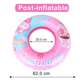 Inflatable Swimming Ring Children from 3-6 Years, Safe Air Mattress Swimming Hoop, Pool Toy for Summer Pool and Beach Party (62 cm) (Strawberry Bunny)