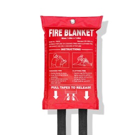 Putogesafe Fire Blanket 100 x 100 cm, Fire Blanket According to EN1869, Fire Blanket Made of Fibreglass Cloths Fire Blanket for Kitchen, Household, Caravan, Home, Pack of 1