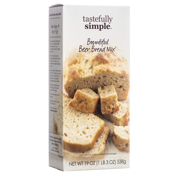 Tastefully Simple Bountiful Beer Bread Mix - Just Add Water! - Perfect Base for Garlic Bread, Salsa Bread, Bread Bowl for Dips or Soup - 19 oz