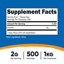 Nutricost Taurine Powder (1KG) - 500 Servings