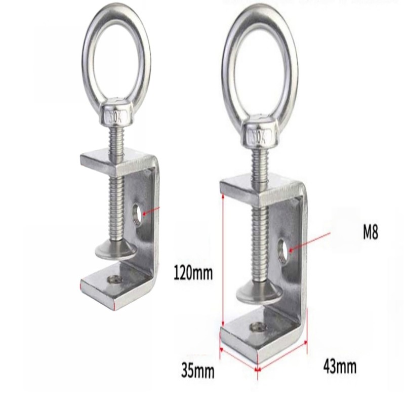 NIUDYP Pack of 2 C-Clamp Stainless Steel Round Handle 120