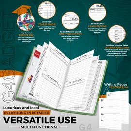 G4GADGET 2025-2026 Academic Student Diary A5 Green Week to View Case-bound