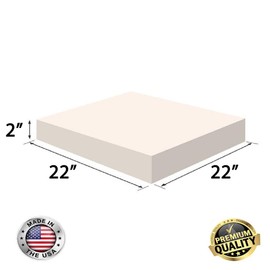 FoamRush 2" x 22" x 22" Upholstery Foam High Density Firm Foam Soft Support (Chair Cushion Square Foam for Dinning Chairs, Wheelchair Seat Cushion Replacement)