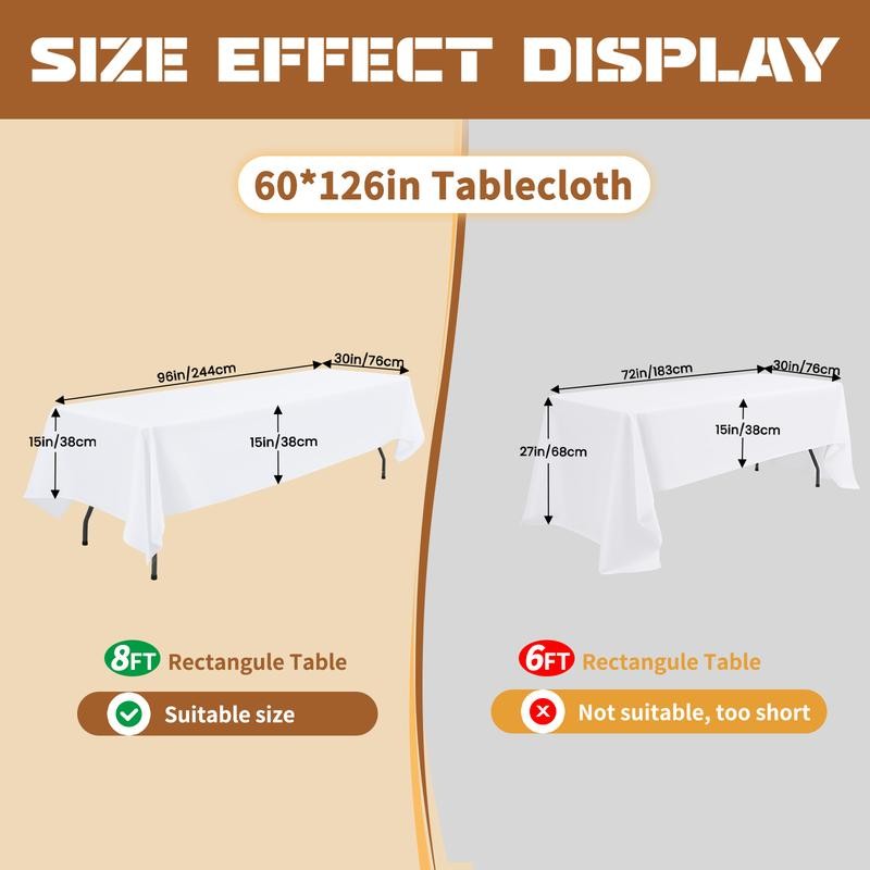 10 Pack Rectangle Tablecloth for 6ft/8ft Rectangle Tables,Polyester Tablecloth Washable