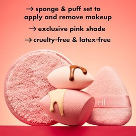 e.l.f. Kit de esponja para poner y quitar esponja, juego de esponjas de maquillaje de cuatro piezas para aplicar, mezclar y quitar el maquillaje facia