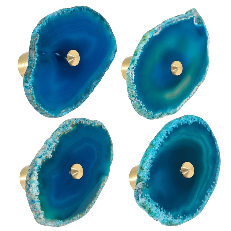 KYEYGWO Natural Blue Agate Slice Cabinet Knobs, Set of 2