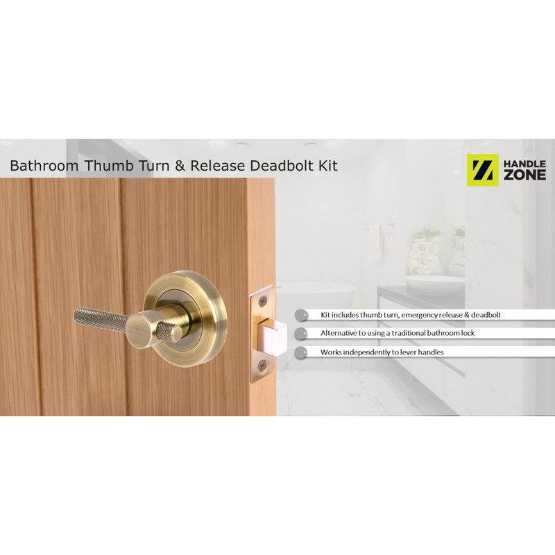 HANDLEZONE® Knurled Bar Designer Bathroom Toilet Door Thumb Turn and