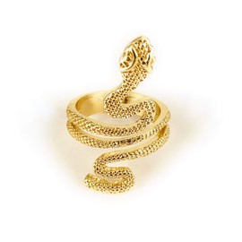 Gold Snake Ring asp Cleopatra toga wrap Serpent Adjustable Medusa Statement Textured Snake Ring