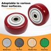 Juvielich 4Pcs 2.5 Inch Push Cart Wheels, Red PU Caster