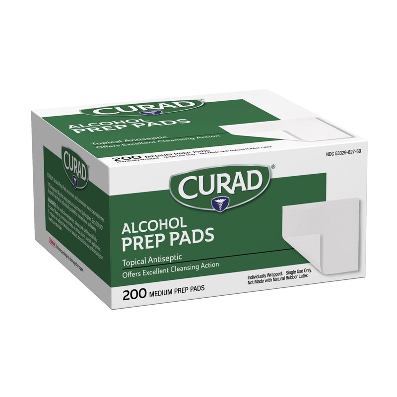 Curad Almohadillas de preparación de alcohol, 70% de alcohol, 200