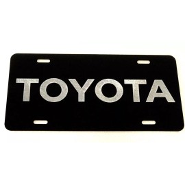 BLVD DEEP Engraved NEW Toyota Car Tag Diamond Etched on Black Aluminum License Plate