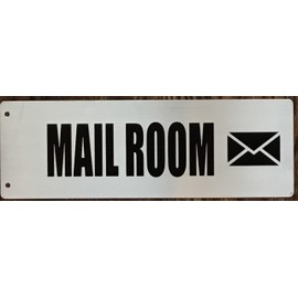 Mail Room Sign -Two-Sided/Double Sided Projecting, Corridor and Hallway Sign (Aluminum, Silver, 4x12 Inch)-The Hallway Line