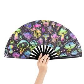 Nogsay Hand Fan, Large Bamboo Foldable Chinese Decorative Sauna Fan, Wedding Clack Hand Fan for Rave, Hanfu/Cheongsam, Festival, Club, Event, Party, Dance, Performance