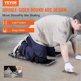 VEVOR Concrete Knee Boards Stainless Steel, 28'' x 8'' Concrete Sliders, Knee Boards For Concrete, Concrete Knee Pads Pair Moving Sliders, with Board Straps for Cement and Concrete Finishing
