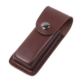 Pocket Knife Sheath,Leather Knife Pouch Case for 4-5" Folding EDC Knives,Belt Holster with Snap Closure & Loop,Compact Storage for Camping,Hiking,Cycling,Tactical Gear,Outdoor Accessories (Large Size)