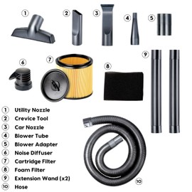 Vacmaster Blue Line 12-Gallon* 5 Peak HP† Wet/Dry Vacuum with Detachable Blower VBV1210