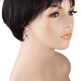 Sterling Silver and Baltic Amber French Leverback Honey Amber Cats Earrings