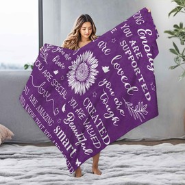 Get Well Blanket Soft Flannel Fleece Blankets for Women Men Get Well Soon Gifts Inspirational Warm Cozy Throws and Blankets Purple 50"x60"