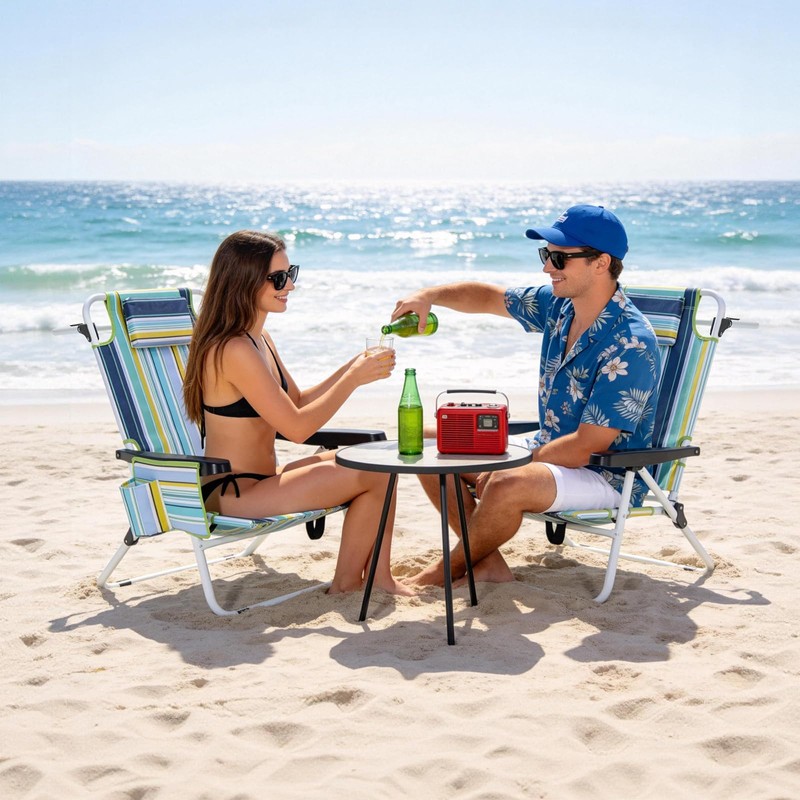 ABORON 5-Position Beach Chair for Adults, Lay Flat Reclining Beach