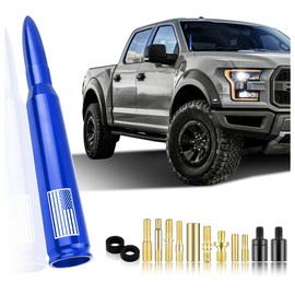 Car Bullet Antenna,Truck Exterior Decoration Accessories Car Vehicle Replacement Antenna Conpatible with Ford F150 RAM 1500 GMC Heavy Duty Pickup Trucks Accessories (New Upgrade Blue-U.S. Flag)