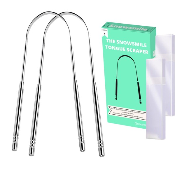 Snowsmile Adult Tongue Scraper, 2 Pack Oral Care Stainless Steel