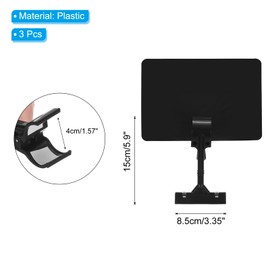 PATIKIL Sign Holder Clip 6"x 3",3 Pcs Double Head Swivel Sign, Rotating Erasable Price Display Holder with Clamp Clip for Supermarket Business Merchandise,Black
